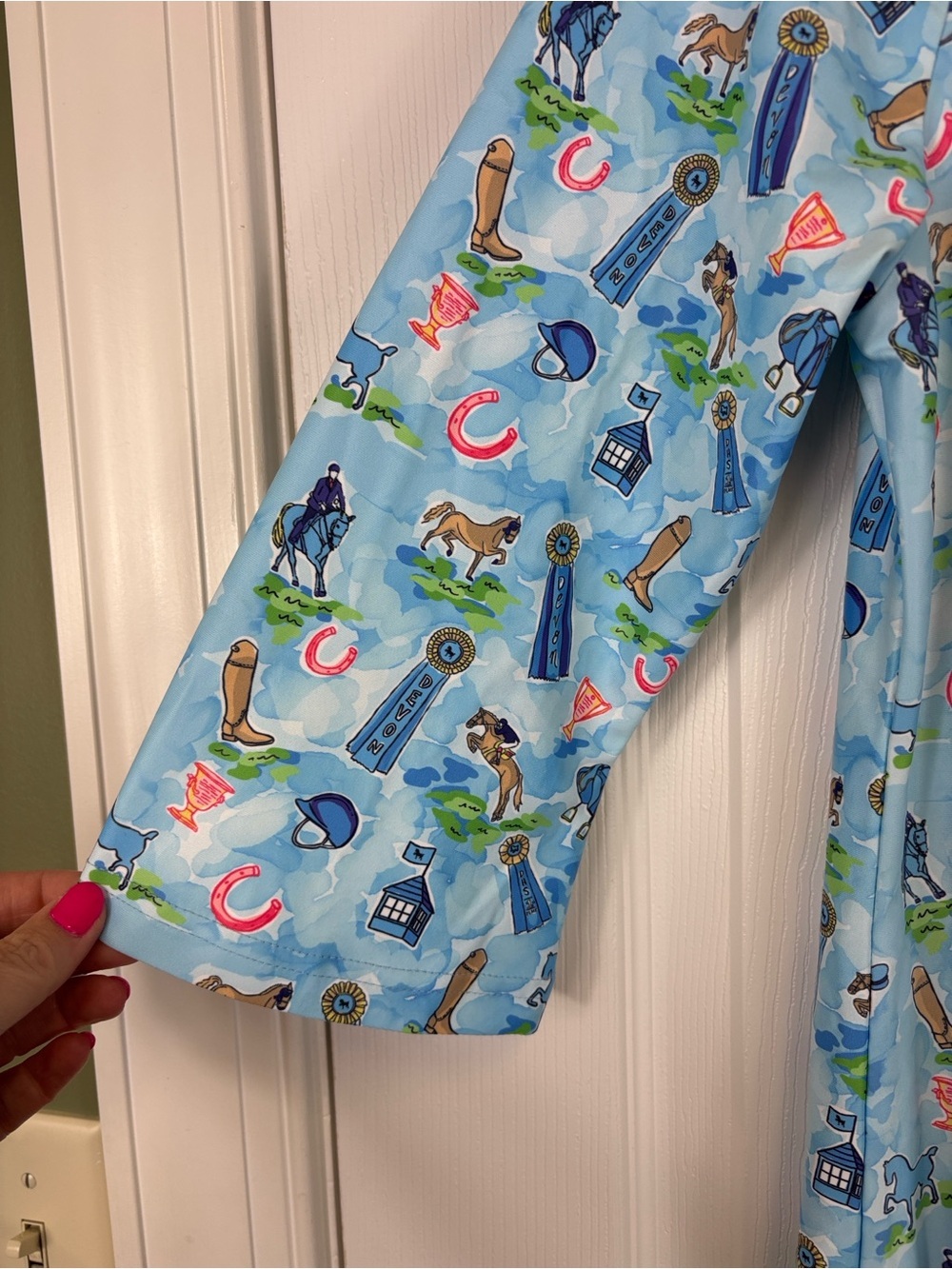 NWT Smith & Quinn Luca dress blue equestrian horse print sz sm - Picture 4 of 6